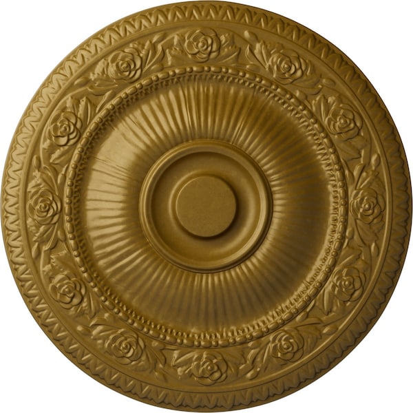 Ekena Millwork Neuveau Ceiling Medallion (Fits Canopies up to 6 3/8"), Hand-Painted Gold, 24 1/4"OD x 2"P CM24NAGLS - main